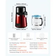 4L Water Distiller Home Countertop Purifier Machine 1750W Stainless Steel Glass