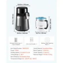 VEVOR 4L Water Distiller Home Countertop Purifier Machine 1750W Stainless Steel