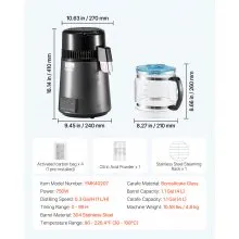 4L Water Distiller Home Countertop Purifier Machine 750W Stainless Steel Glass