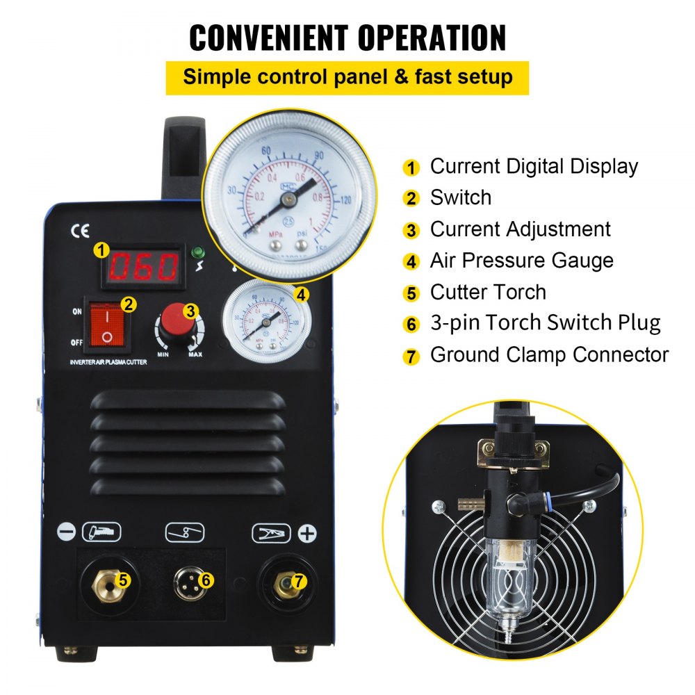 Cut60 Air Plasma Cutter 60a Inverter Plasma Cutting Machine 110/220v Pt-31 Torch