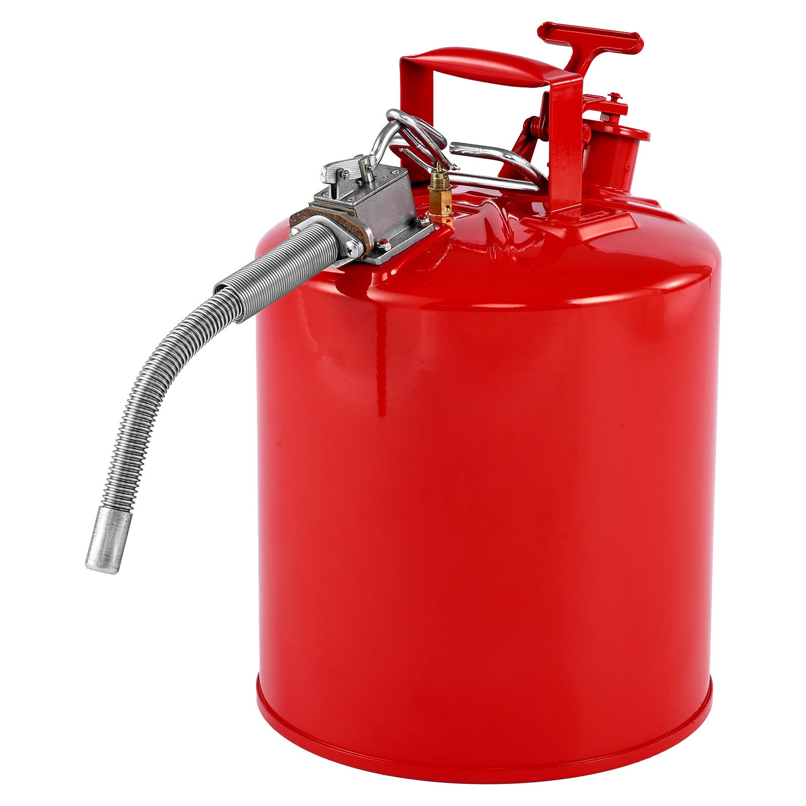 VEVOR Safety Gas Can, 19 L Type II Red Safety Can for Gasoline with Stainless Steel Flame Arrester, Self-Closing Lid, and Flexible Metal Spout, Carbon Steel Flammable Storage with Ergonomic Handle