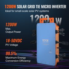 VEVOR Solar Grid Tie Micro Inverter 1200W Vodotěsný IP67 Solar Micro Inverter APP WIFI