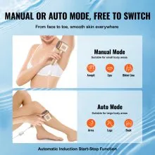 VEVOR IPL Hair Removal, Permanent Hair Removal with Sapphire Ice Cooling System, Painless At-Home Hair Removal Device for Women Men, Auto/Manual Modes, 5 Levels for Body & Face