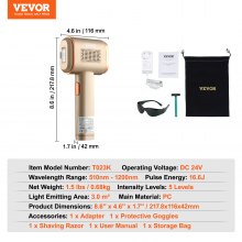 VEVOR Laser Hair Removal, 19J IPL Permanent Hair Removal with Sapphire Ice Cooling System, 3-in-1 Painless At-Home Hair Removal Device for Women Men, Auto/Manual Modes, 5 Levels for Body & Face