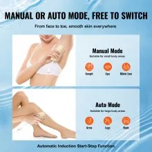 VEVOR IPL Hair Removal, Permanent Hair Removal with Ice Cooling System for Women Men, Auto/Manual Modes & 5 Levels, Painless At-Home Hair Removal Device for Legs, Arms, Armpits, Bikini Line