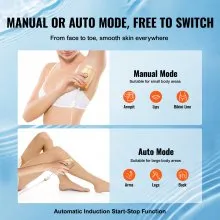 VEVOR IPL Hair Removal, Permanent Hair Removal for Women and Men, Auto/Manual Modes & 5 Adjustable Levels, Painless At-Home Hair Removal Device for Legs, Armpits, Bikini Line, Whole Body