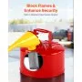 VEVOR Safety Gas Can, 9.5 L Type I Red Safety Can for Gasoline with Stainless Steel Flame Arrester, Self-Closing Lid, and PE Funnel, Carbon Steel Flammable Storage Container with Ergonomic Handle