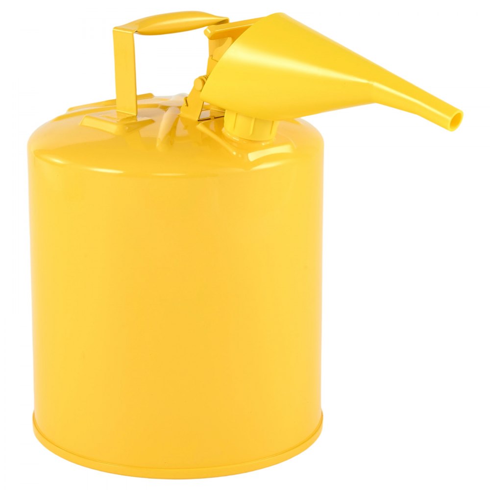 VEVOR Safety Can, 19 L Type I Yellow Safety Can for Diesel with Stainless Steel Flame Arrester, Self-Closing Lid, and PE Funnel, Carbon Steel Flammable Fuel Storage Container with Ergonomic Handle