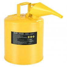 VEVOR Safety Can, 5 Gallon Type I Yellow Safety Can for Diesel with Stainless Steel Flame Arrester, Self-Closing Lid, and PE Funnel, Carbon Steel Flammable Storage Container with Ergonomic Handle