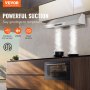 VEVOR Under Cabinet Range Hood, Dual Motors Ductless Kitchen Stove Vent, Stainless Steel Permanent Filter with 3-Speed Exhaust Fan, 2 Baffle Filters, LED Lights, Touch Control Panel, Silver (30 inch)