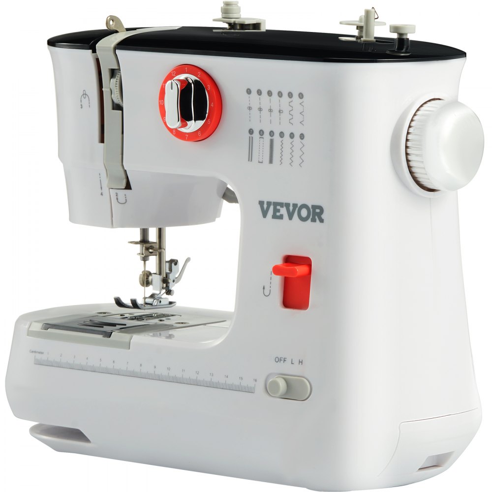 VEVOR Sewing Machine, Portable Sewing Machine for Beginners with 12 Built-in Stitches, Reverse Sewing, Dual Speed Kids Sewing Machine with Extension Table Foot Pedal, Accessory Kit Family Home Travel
