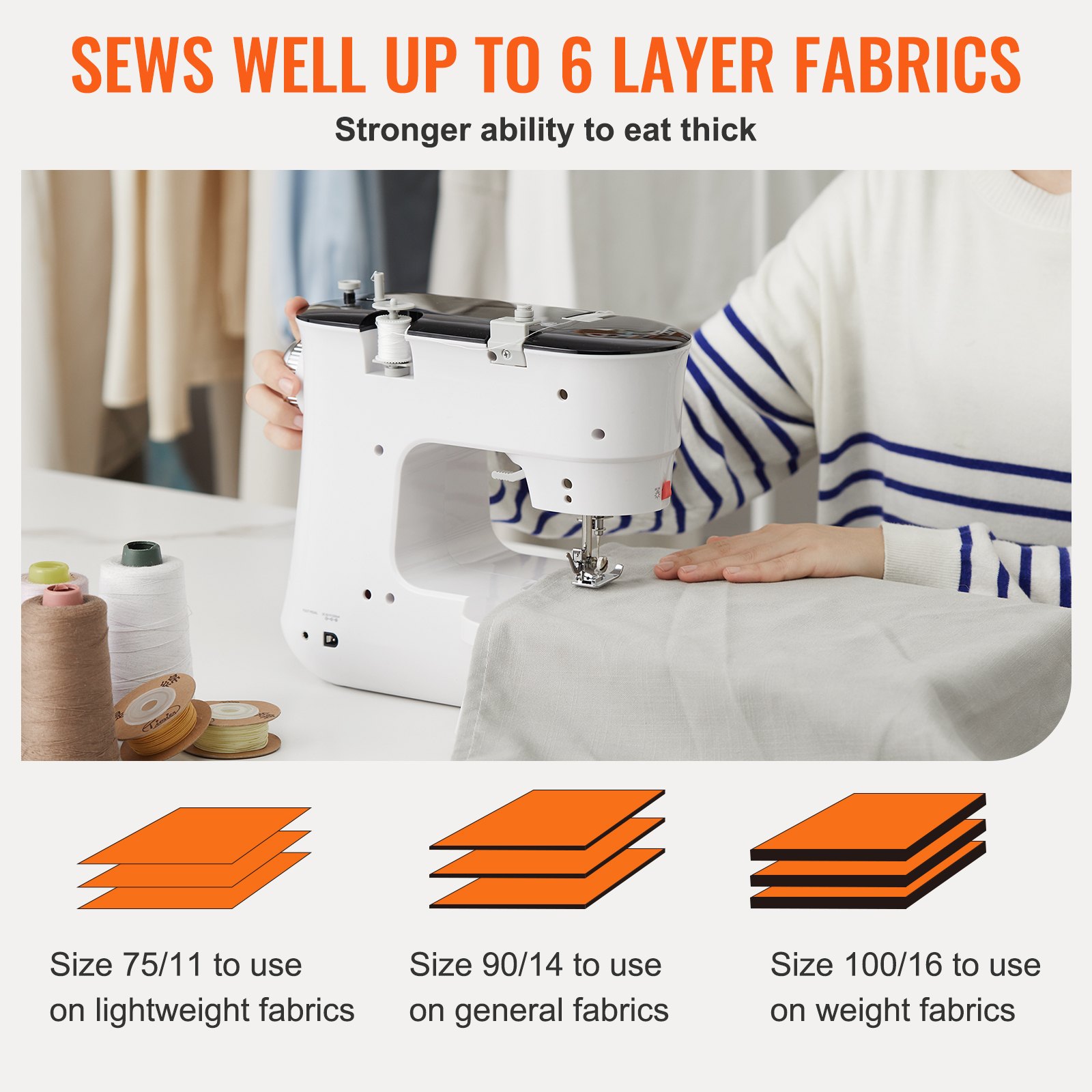 VEVOR Sewing Machine, Portable Sewing Machine for Beginners with 12 Built-in Stitches, Reverse Sewing, Dual Speed Kids Sewing Machine with Extension Table Foot Pedal, Accessory Kit Family Home Travel
