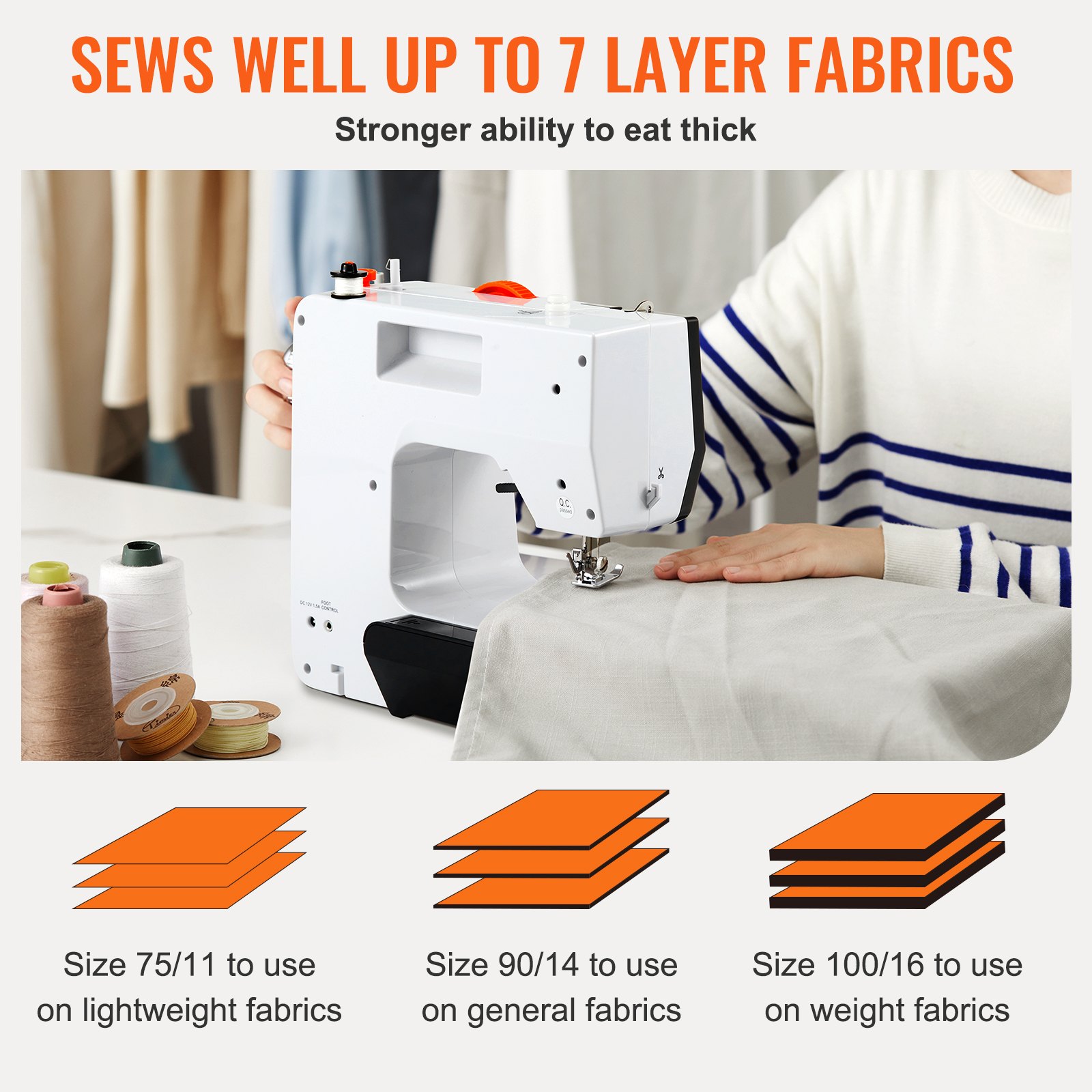 VEVOR Sewing Machine, Portable Sewing Machine for Beginners with 38 Built-in Stitches & Reverse Sewing, Dual Speed Sewing Machine with Extension Table Foot Pedal, Accessory Kit Family Home Travel