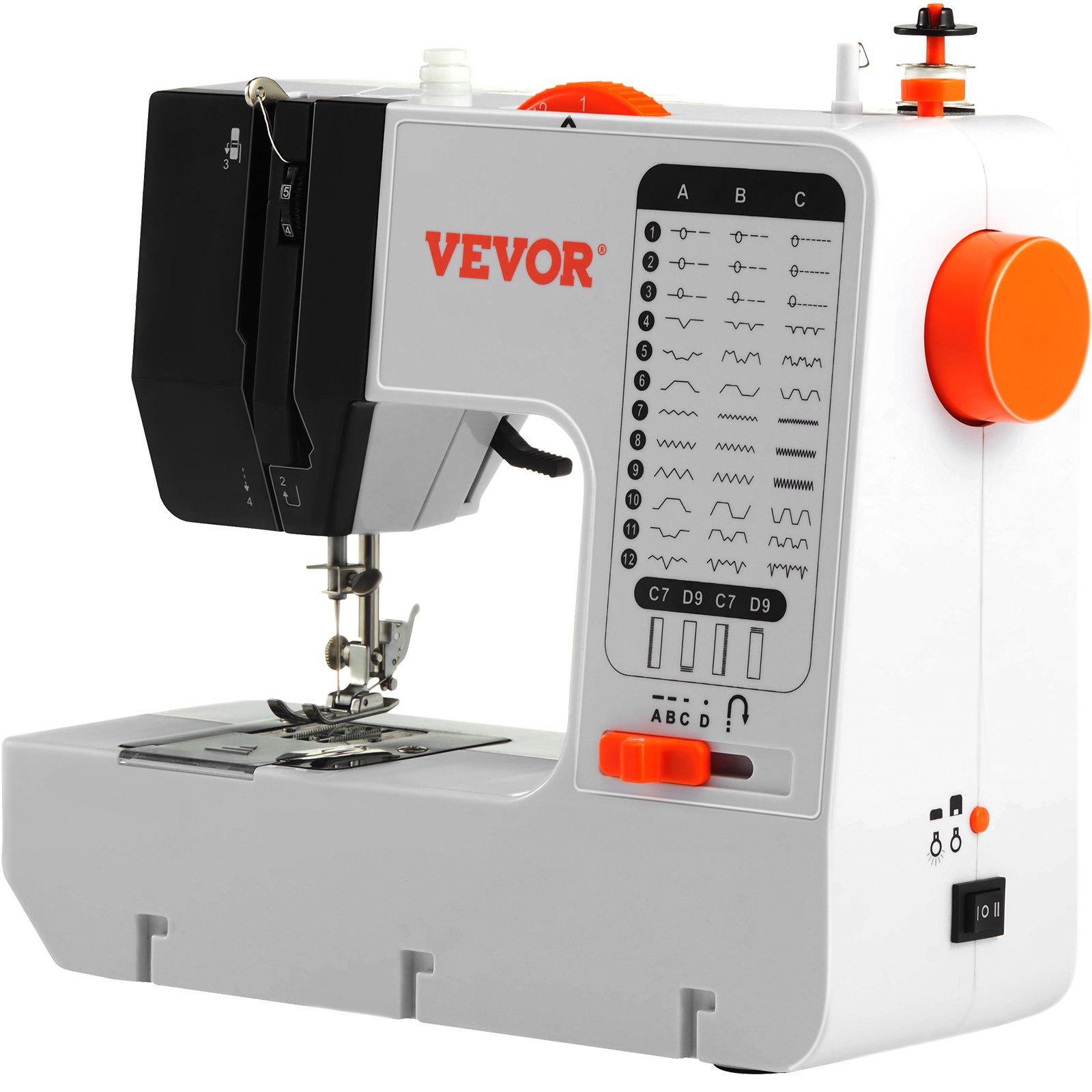VEVOR Sewing Machine, Portable Sewing Machine for Beginners with 38 Built-in Stitches & Reverse Sewing, Dual Speed Sewing Machine with Extension Table Foot Pedal, Accessory Kit Family Home Travel