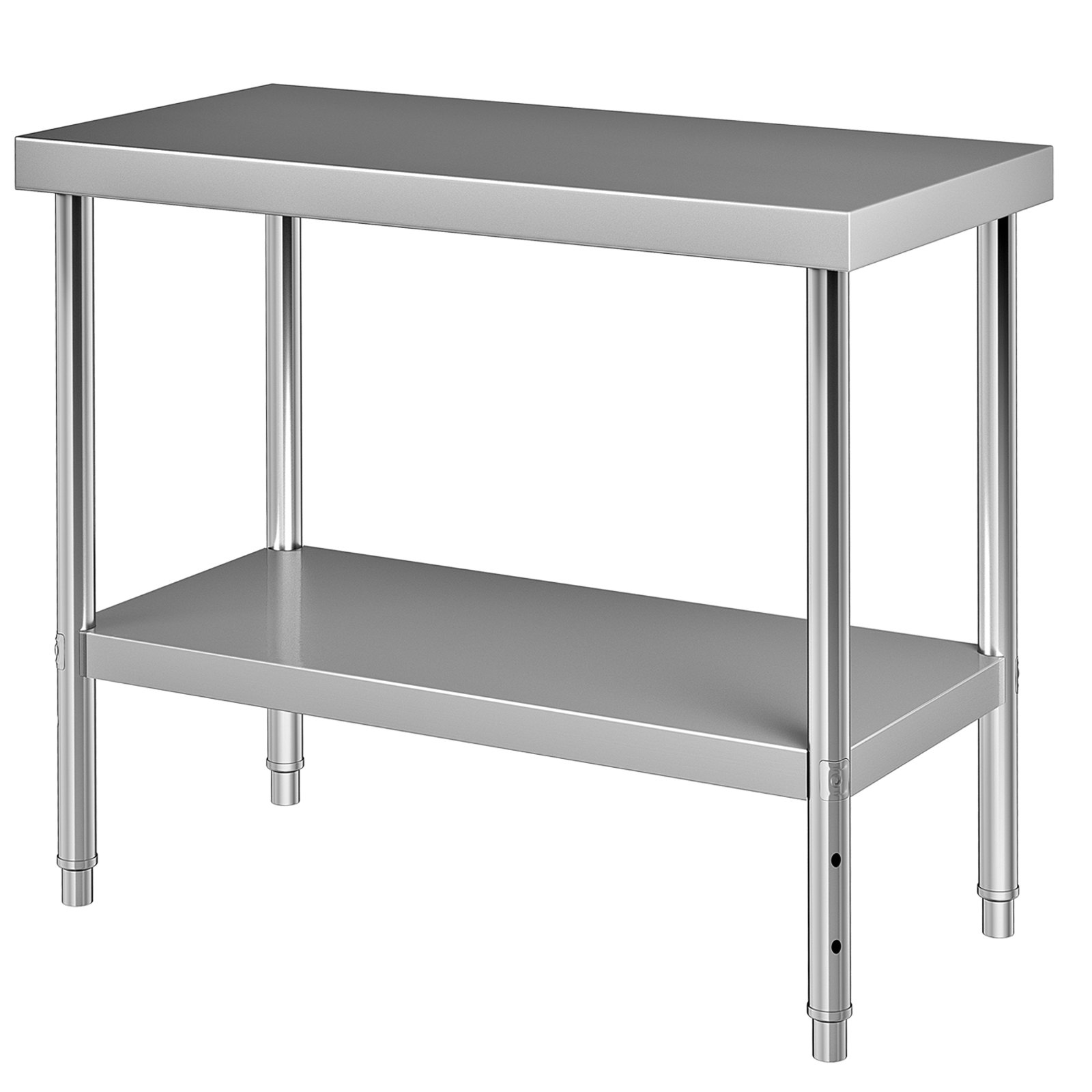 VEVOR Stainless Steel Prep Table, 48 x 18 x 34 Inch, 550lbs Load Capacity Heavy Duty Metal Worktable with Adjustable Undershelf, Commercial Workstation for Kitchen Restaurant Garage Backyard