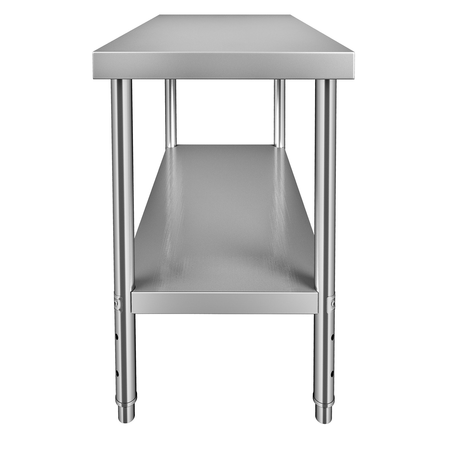 VEVOR Stainless Steel Prep Table, 48 x 18 x 34 Inch, 550lbs Load Capacity Heavy Duty Metal Worktable with Adjustable Undershelf, Commercial Workstation for Kitchen Restaurant Garage Backyard