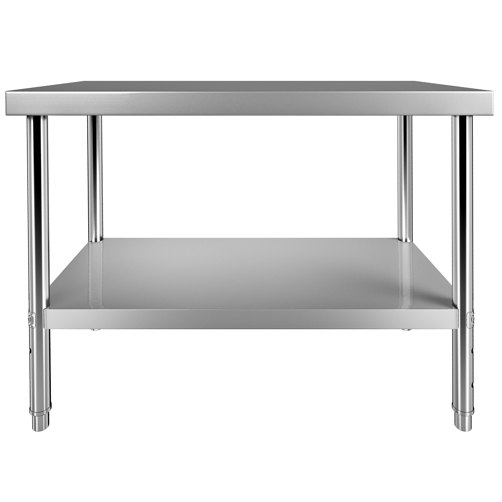 VEVOR Stainless Steel Prep Table, 48 x 18 x 34 Inch, 550lbs Load Capacity Heavy Duty Metal Worktable with Adjustable Undershelf, Commercial Workstation for Kitchen Restaurant Garage Backyard