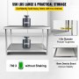 VEVOR Stainless Steel Work Prep Table Commercial Food Prep Table 48x24x34in