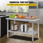 VEVOR Stainless Steel Prep Table, 48 x 30 x 34 Inch, 550lbs Load Capacity Heavy Duty Metal Worktable with Adjustable Undershelf, Commercial Workstation for Kitchen Restaurant Garage Backyard
