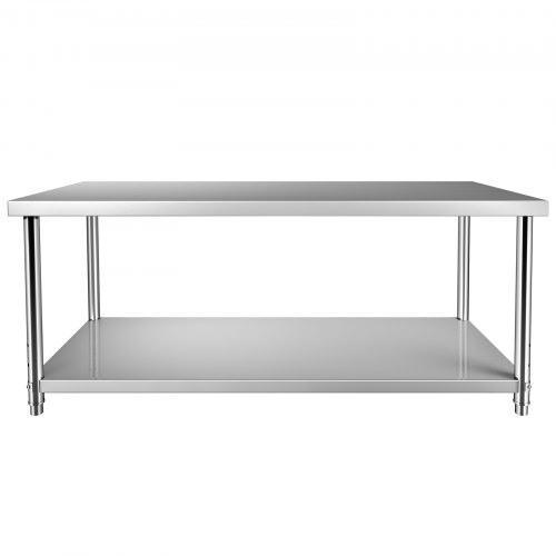 VEVOR Stainless Steel Prep Table, 72 x 30 x 34 Inch, 550lbs Load Capacity Heavy Duty Metal Worktable with Adjustable Undershelf, Commercial Workstation for Kitchen Restaurant Garage Backyard