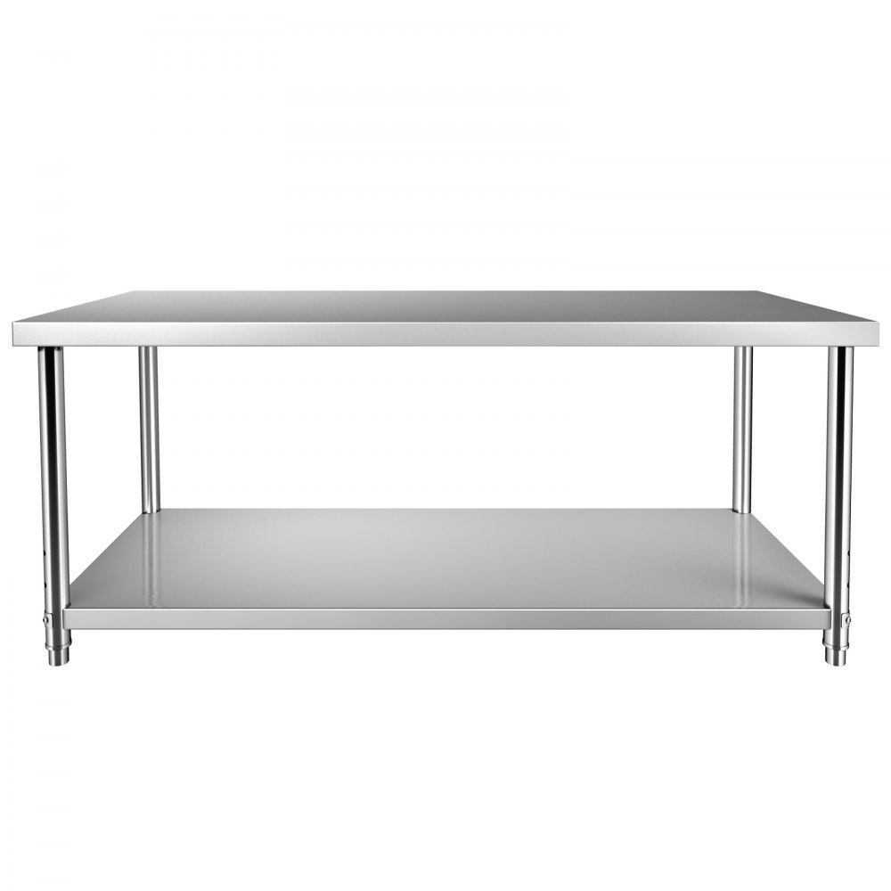 VEVOR Stainless Steel Prep Table, 72 x 30 x 34 Inch, 550lbs Load Capacity Heavy Duty Metal Worktable with Adjustable Undershelf, Commercial Workstation for Kitchen Restaurant Garage Backyard