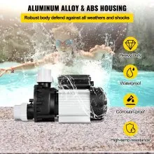 VEVOR Swimming 0.5HP 550W SPA 325 L/Min Bomba de circulación de agua para bañera de hidromasaje sobre el suelo, piscina y bañera de hidromasaje, color negro