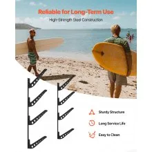 VEVOR Surfboard Wall Mount 4 Tiers Horizontal Surfboard Rack for Storage Display