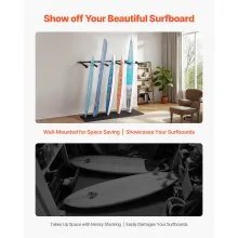 VEVOR Surfboard Wall Mount 5 Tiers Vertical Surfboard Rack for Storage & Display