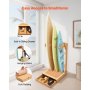 VEVOR Vertical Surfboard Stand, 3 Tiers Wooden Surfboard Rack for Storage and Display, Freestanding Board Stand Organizer with Hanging Hooks & Cork Padding, for Wakeboards, Snowboards, Kiteboards