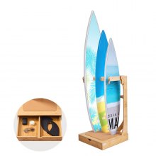VEVOR Vertical Surfboard Stand, 3 Tiers Wooden Surfboard Rack for Storage and Display, Freestanding Board Stand Organizer with Hanging Hooks & Cork Padding, for Wakeboards, Snowboards, Kiteboards