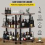 VEVOR Home Bar Unit, 3 Tier for Liquor with Upgrade Guardrails, Corner Stand Table with Storage Shelves Wine Glasses Holder & Iron Lantern Ring for Kitchen, Pub (Rustic Brown)