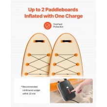 Bomba de aire para tabla de paddle surf de dos etapas, recargable, con batería de 20 PSI