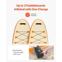 Bomba de aire para tabla de paddle surf de dos etapas, recargable, con batería de 20 PSI