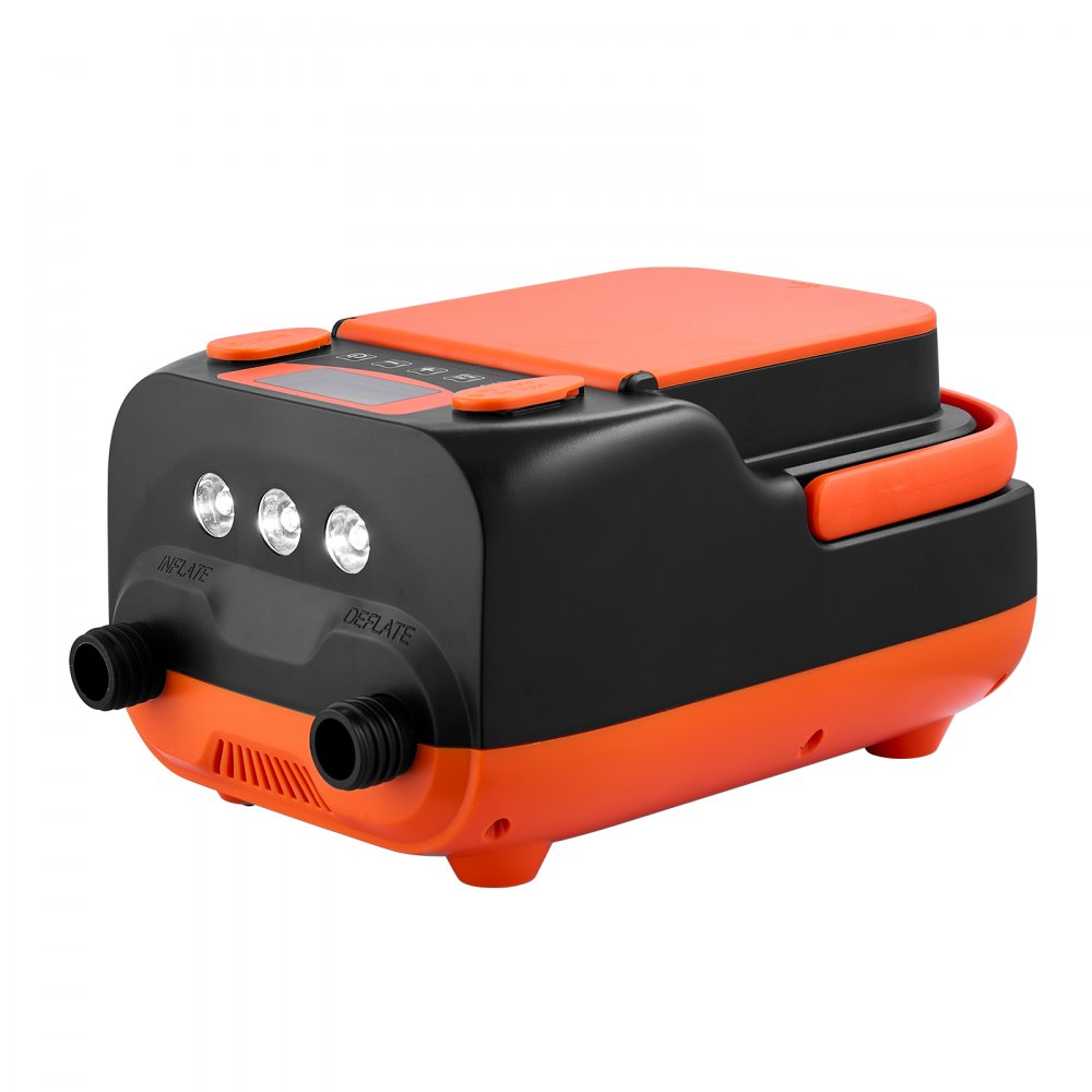 VEVOR 20PSI Paddle Board Pump, Rechargeable Battery-Powered, Dual Stage Inflation & Deflation SUP Air Pump with Auto-Off, 12V DC Car Connector & LED Light , Ideal for Inflatable Boats, Tent & Mattress
