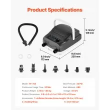 Bomba de aire eléctrica para tabla de paddle surf de 20 PSI con apagado automático para botes inflables