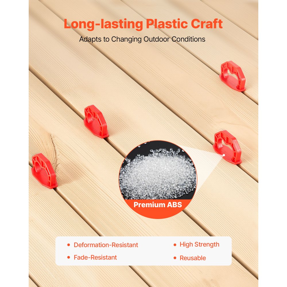 VEVOR 20-Pack 1/8 Inch Deck Board Spacers, Bright Red Gap Jig Rings for Easily Spotting, Easy Pull, ABS Decking Jig Spacing Tool for Composite, PVC, Hardwood, Pressure-Treated Planks, Terrace, Garden