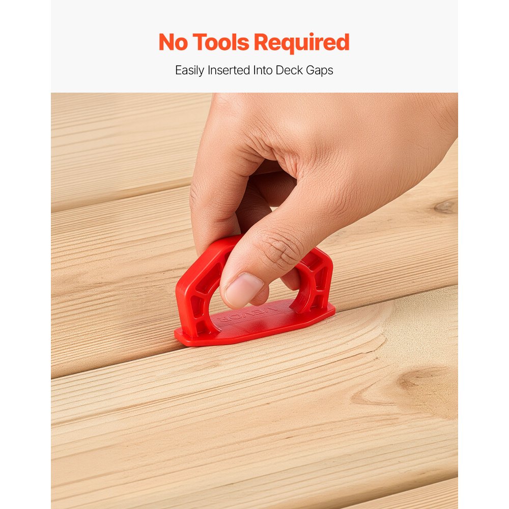 VEVOR 20-Pack 1/8 Inch Deck Board Spacers, Bright Red Gap Jig Rings for Easily Spotting, Easy Pull, ABS Decking Jig Spacing Tool for Composite, PVC, Hardwood, Pressure-Treated Planks, Terrace, Garden