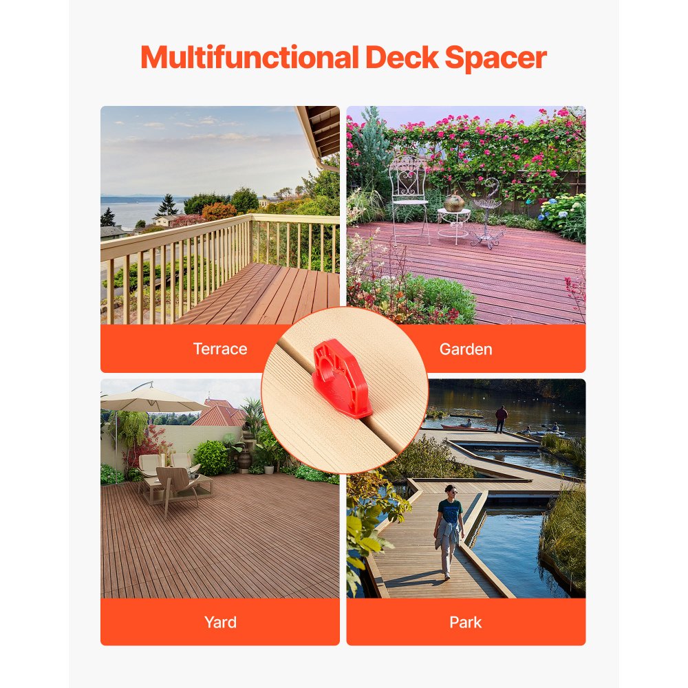 VEVOR 20-Pack 1/8 Inch Deck Board Spacers, Bright Red Gap Jig Rings for Easily Spotting, Easy Pull, ABS Decking Jig Spacing Tool for Composite, PVC, Hardwood, Pressure-Treated Planks, Terrace, Garden