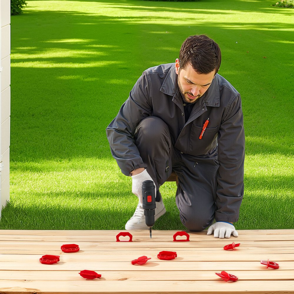 VEVOR 20-Pack 1/8 Inch Deck Board Spacers, Bright Red Gap Jig Rings for Easily Spotting, Easy Pull, ABS Decking Jig Spacing Tool for Composite, PVC, Hardwood, Pressure-Treated Planks, Terrace, Garden