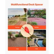 VEVOR 20-Pack 1/8 Inch Deck Board Spacers, Bright Red Gap Jig Rings for Easily Spotting, Easy Pull, ABS Decking Jig Spacing Tool for Composite, PVC, Hardwood, Pressure-Treated Planks, Terrace, Garden