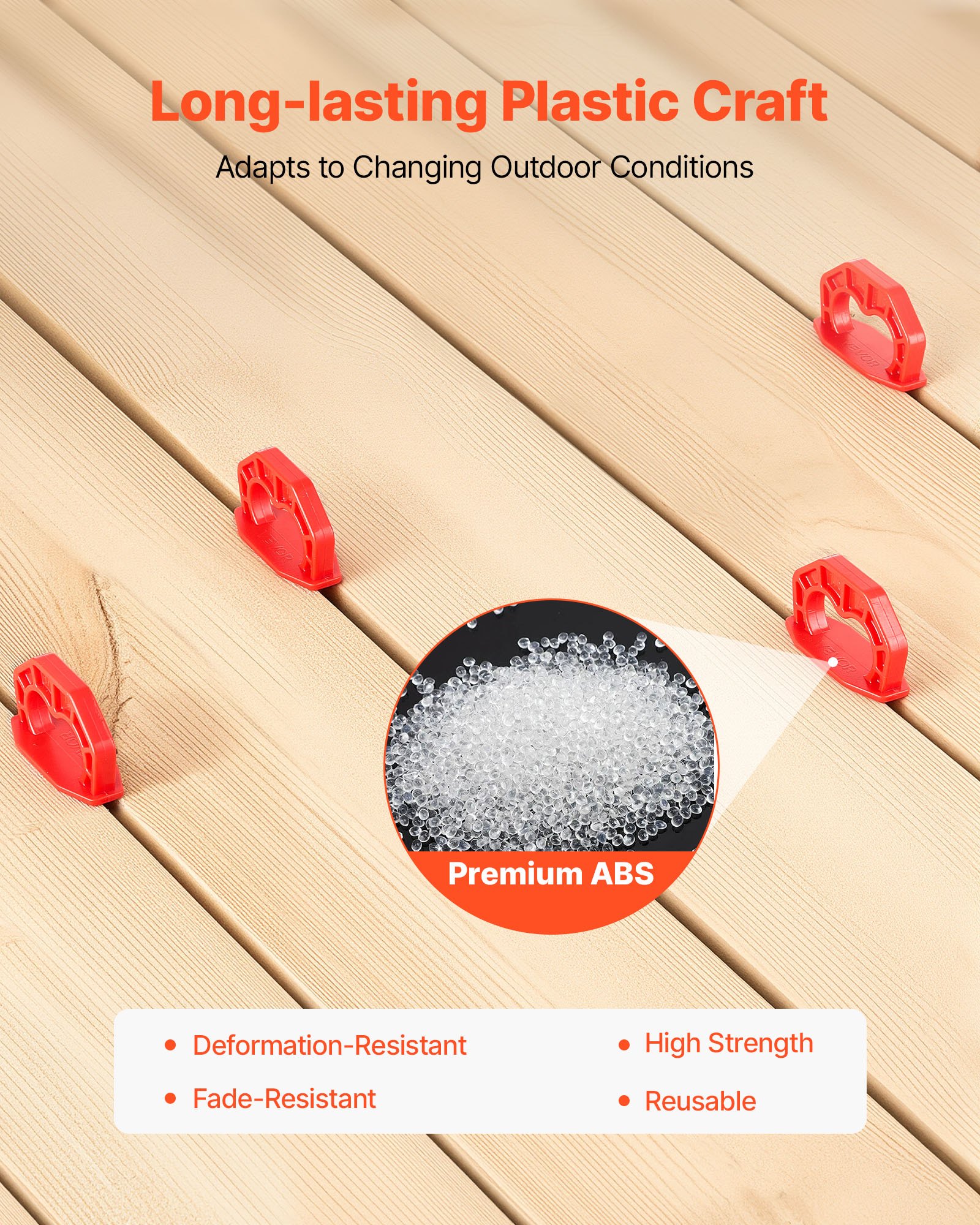 VEVOR 20-Pack 1/8 Inch Deck Board Spacers, Bright Red Gap Jig Rings for Easily Spotting, Easy Pull, ABS Decking Jig Spacing Tool for Composite, PVC, Hardwood, Pressure-Treated Planks, Terrace, Garden