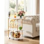 VEVOR Bar Cart, 3 Tiers Home Kitchen Serving Carts, Modern Round Rolling Utility Station on Wheels, Mobile Drink Beverage Trolley w/ Wooden Shelf, Wine Rack, Glass Holder, for Living Dining Room, Gold