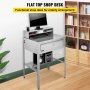 VEVOR Flat Top Shop Desk Grey with Pigeonhole Compartments 31.5"W x 26.8"D x 41.3"H Flat Shop Work Desk Iron Material w/ Powder Coat Finish Shipping and Receiving Desk w/ Drawer for Office & Warehouse