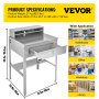 VEVOR Flat Top Shop Desk Grey with Pigeonhole Compartments 31.5"W x 26.8"D x 41.3"H Flat Shop Work Desk Iron Material w/ Powder Coat Finish Shipping and Receiving Desk w/ Drawer for Office & Warehouse