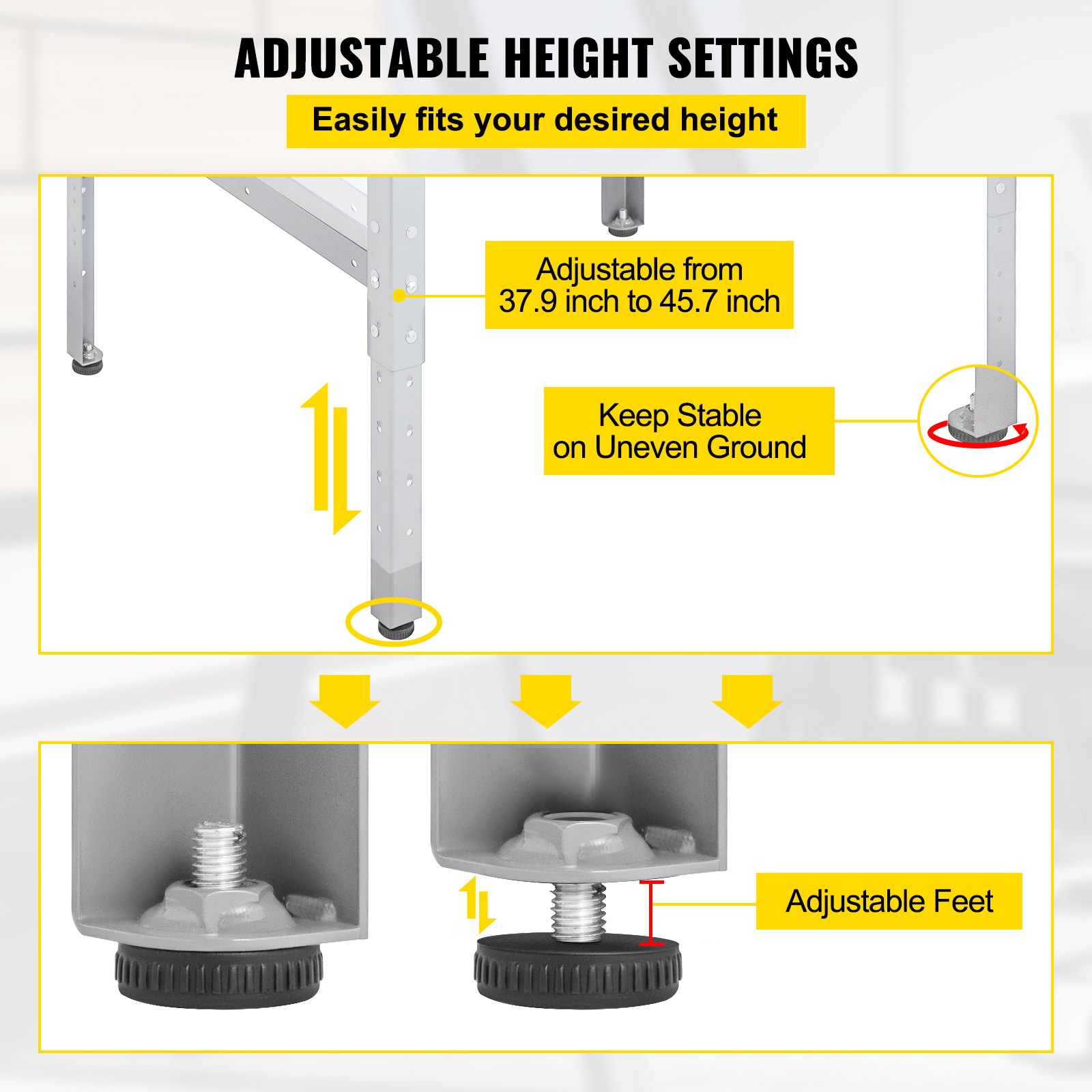 VEVOR Steel Office Desk Standing Height Adjustable Flat Top Desk Computer Table