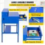 VEVOR Flat Top Shop Desk with Pigeonhole Compartments 31.5"W x 26.8"D x 41.3"H Flat Shop Work Desk Iron Material w/ Blue Powder Coat Finish Shipping and Receiving Desk w/ Drawer for Office & Warehouse