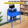 VEVOR Steel Office Desk Height Adjustable Flat Top Shop Desk Computer Table Blue