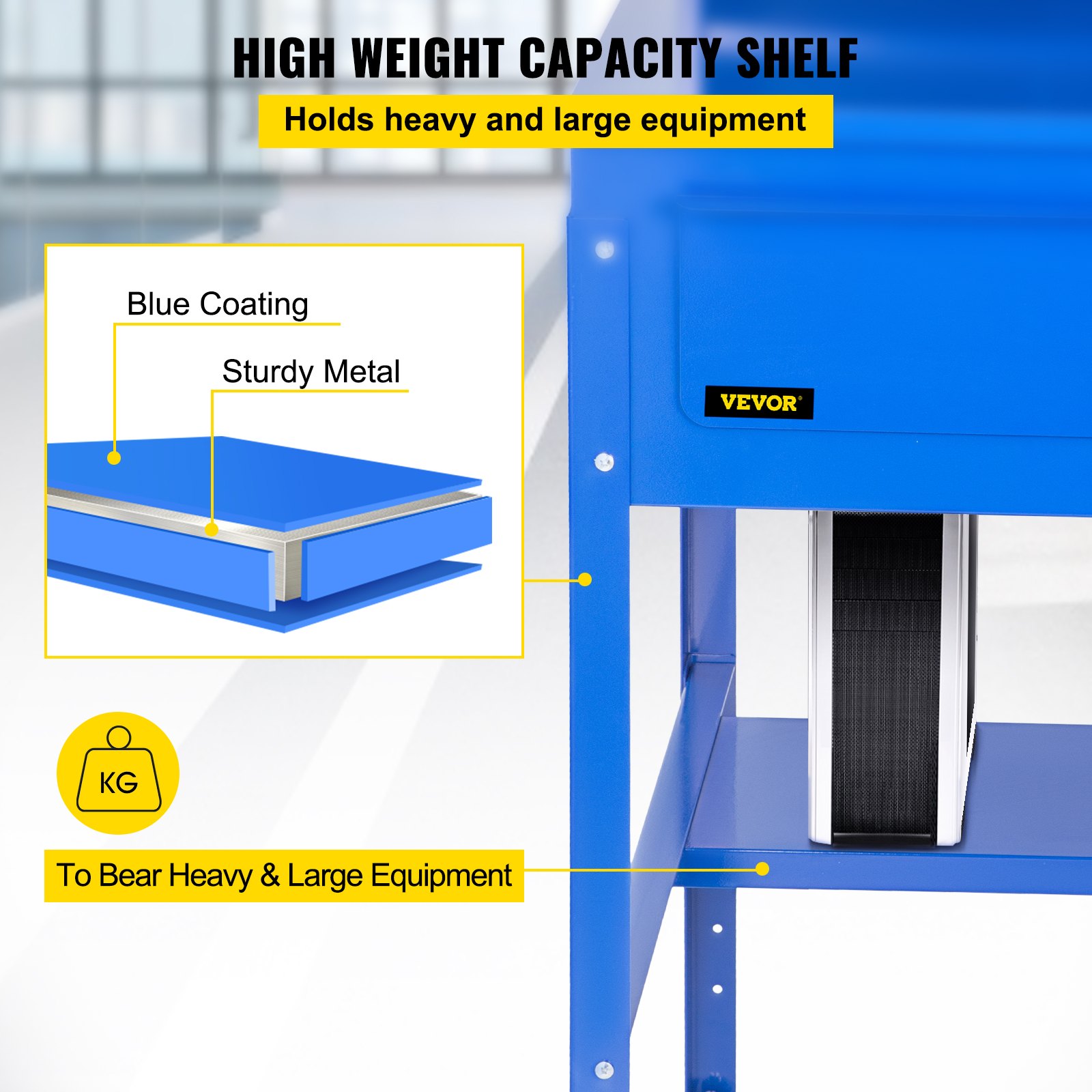 VEVOR Steel Office Desk Height Adjustable Flat Top Shop Desk Computer Table Blue