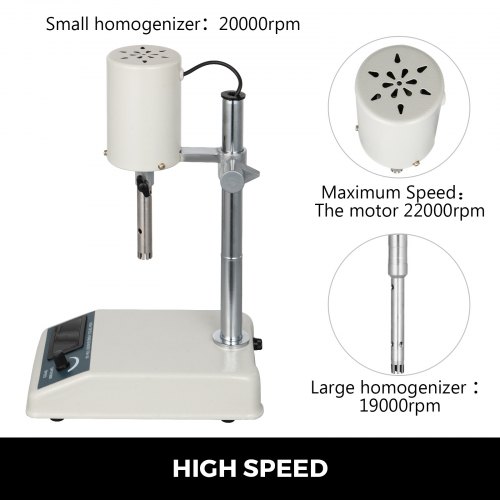 VEVOR 1000ml High Speed Homogenizer 200W Adjustable FSH-2A Digital Dispaly Mechanical Homogenizer Disperser Homogenize Emulsifier Low Noise Laboratory Homogenizer for Emulsifyin