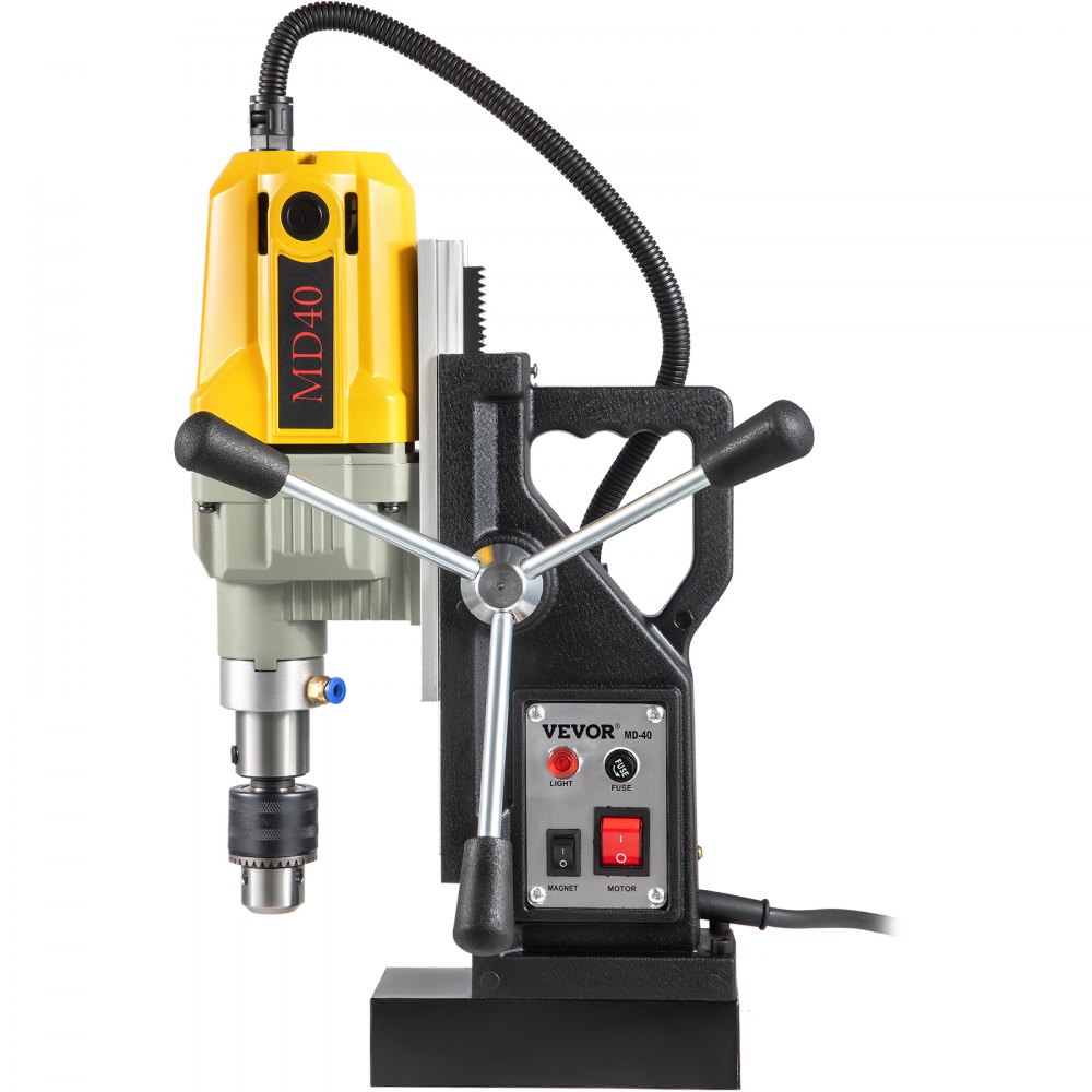 VEVOR Magnetic Drill, 1100W 1.57\" Boring Diameter, 2697lbf/12000N Portable Electric Mag Drill Press with 12 Drilling Bits, 580 RPM Max Speed Drilling Machine for any Surface and Home Improvement